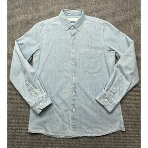 Peter Manning Shirt Mens Medium Blue Denim Long Sleeve Slim Fit Button Down